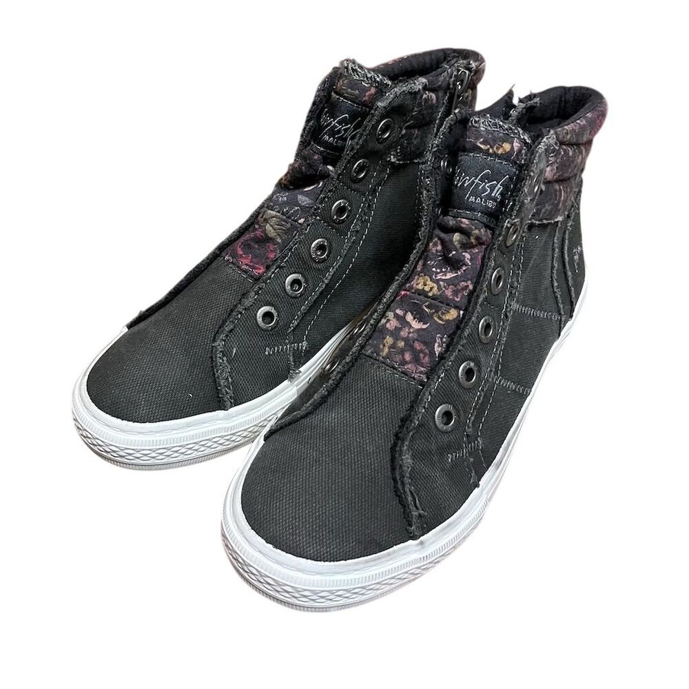 Blowfish Malibu Women's Kora Mid-Top Black Floral Sneakers Size 10